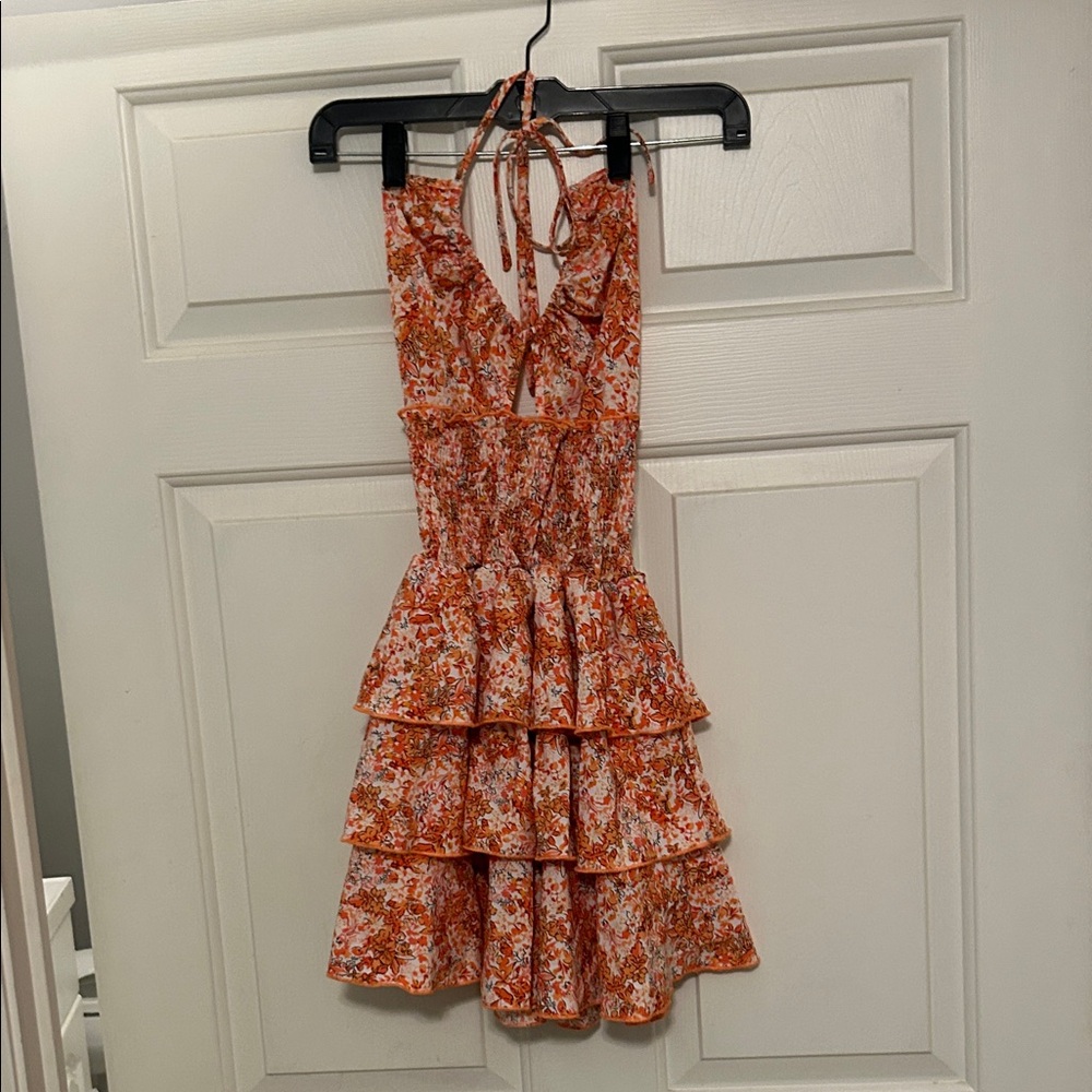 Floral Tiered Halter Dress